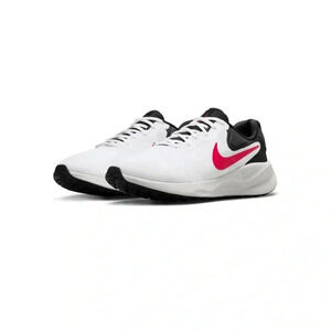 New Nike Revolution 7 Men's Road Running Shoes White/FIRE RED-Black Size 12.5